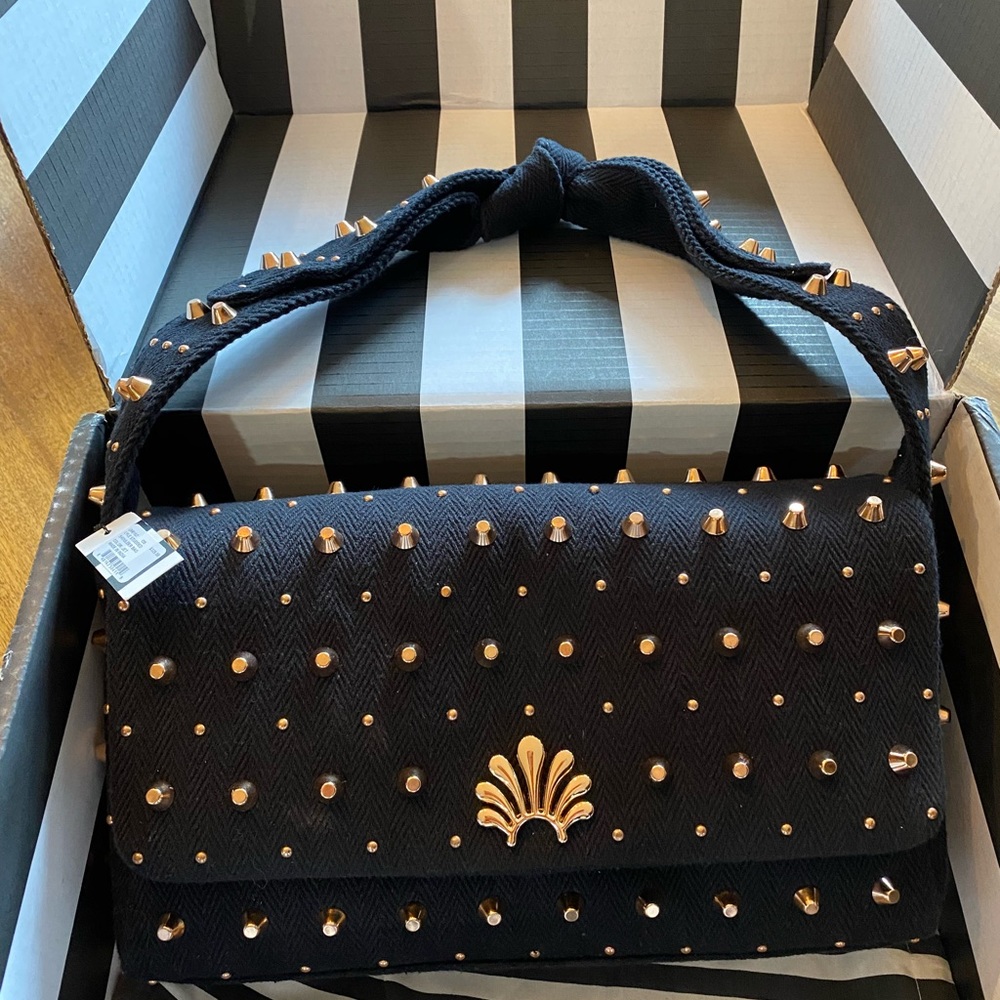 Lele Sadoughi black Lyle studded shoulder bag.